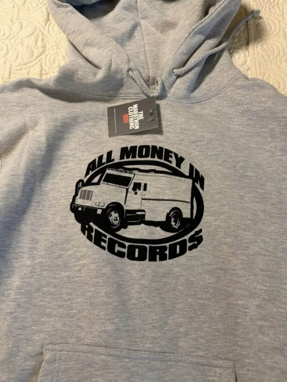 The Marathon Clothing Hoodie Men Small All Money In Records Nipsey Hussle NWT - Picture 3 of 8